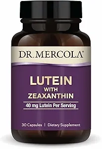 Dr. Mercola 제아잔틴이 함유된 루테인, 30회 분량 (30캡슐), 1회 제공량당 루테인 40mg, 식이 보충제, 시력 건강 및 인지 기능 지원, GMO 프리 상세 이미지