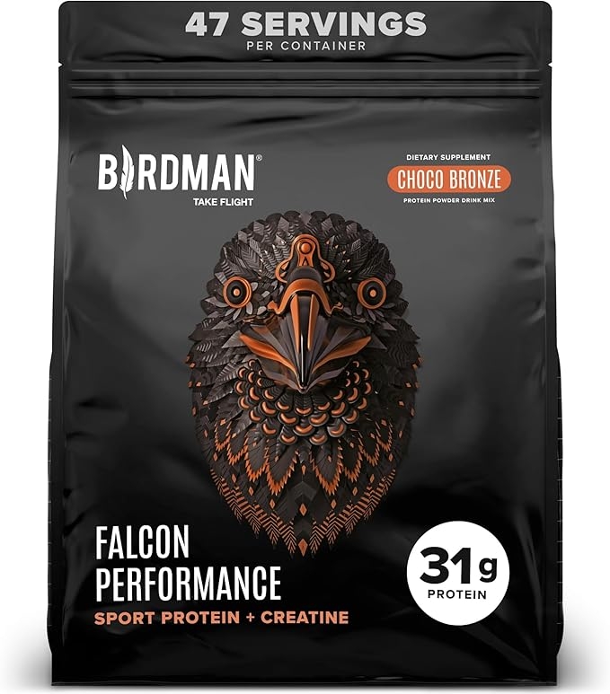 Falcon Performance 비건 단백질 파우더, 단백질 31g, 크레아틴 5g, BCAA 5g, 프로바이오틱스, 전해질, 운동 전, 저탄수화물, 무설탕 및 유제품 프리, 식물성 초콜릿 단백질 - 47회 분량 상세 이미지