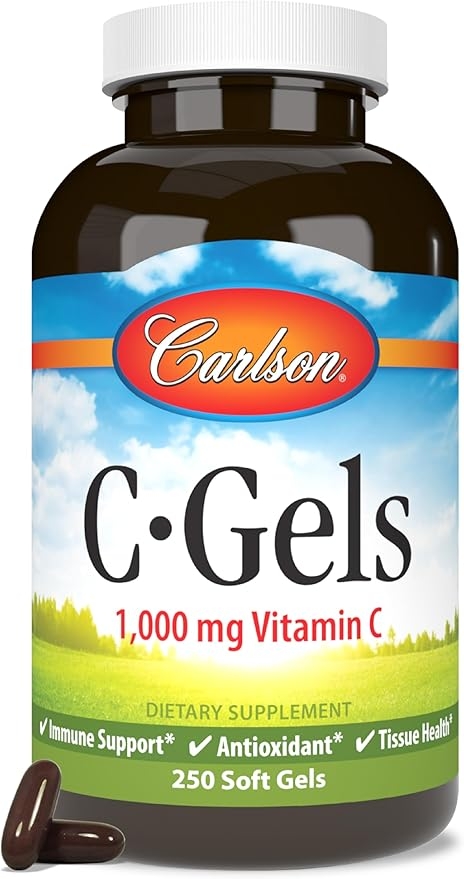 Carlson - C-젤, 1000mg, 비타민 C 소프트젤, 면역 지원 및 심장 건강, 비타민 C 소프트젤, 항산화제, 비타민 C 보충제, 소프트젤 250정 상세 이미지