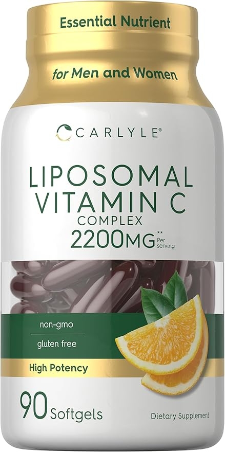 칼라일 리포솜 비타민C | 2200mg | 소프트젤 90정 | 고효능 복합 보충제 | 유전자 변형 성분 무함유, 글루텐 프리 보충제 포장은 다를 수 있습니다. 상세 이미지