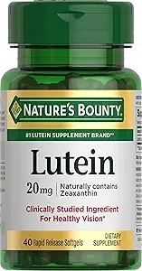 Nature's Bounty 루테인 알약, 눈 건강 보충제 및 비타민, 시력 건강 지원, 20mg, 소프트젤 40개 상세 이미지