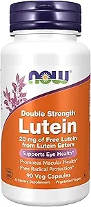 NOW 보충제, 루테인 20mg 및 루테인 에스터의 무료 루테인 20mg, 채식 캡슐 90개 상세 이미지