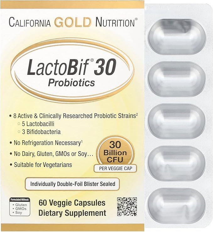 California Gold Nutrition LactoBif® 30 Probiotics, 30 Billion CFU, 60 Veggie Capsules 상세 이미지