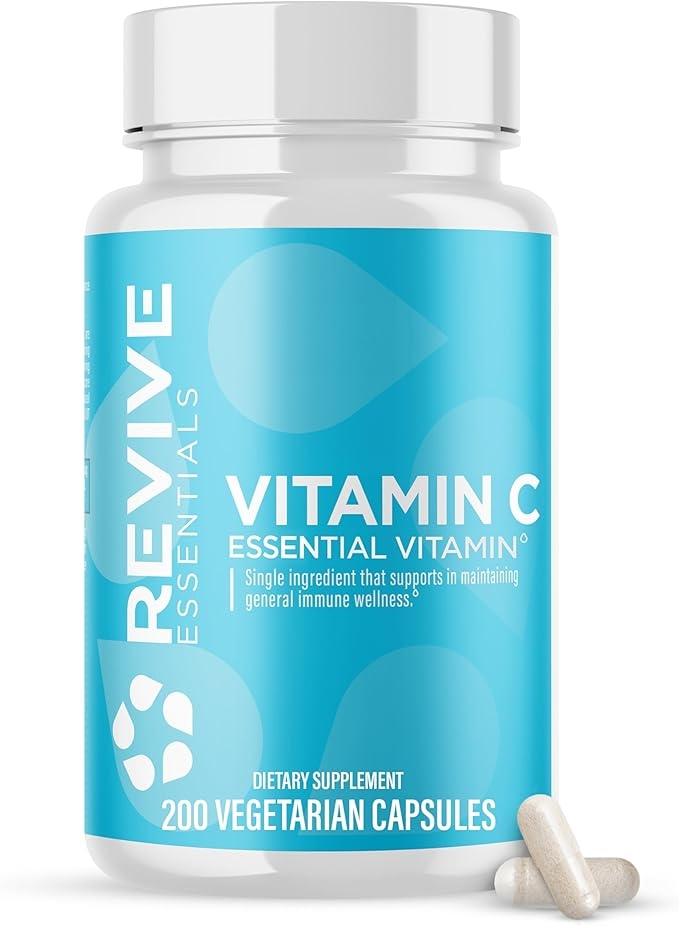 Revive MD 비타민 C 캡슐, 1000mg - 면역 지원 및 항산화 건강을 위한 고효능 VIT C 아스코르브산 건강 보조 식품 - 충전제 및 유전자 변형 성분 무함유 - 베지 캡슐 200정 상세 이미지