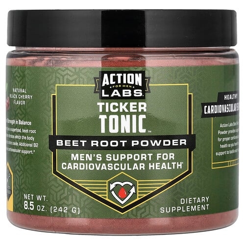 액션랩 Action Labs, 남성용, Ticker Tonic™, 비트 뿌리 분말, 천연 블랙 체리, 242g(8.5oz) 상세 이미지