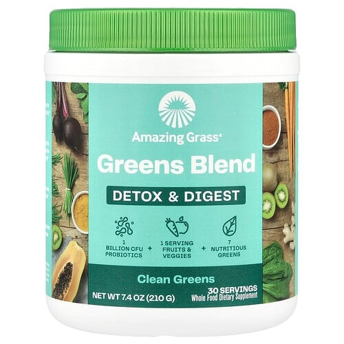 어메이징 그라스 Amazing Grass, Greens 혼합물, 디톡스 & 다이제스트, 클린 그린, 210g(7.4oz) 상세 이미지