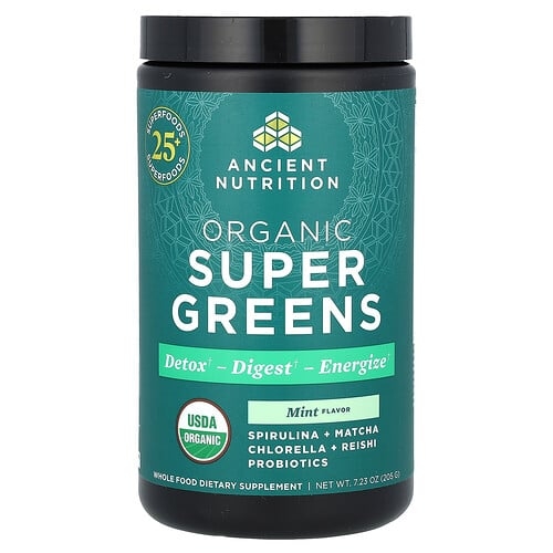 닥터 엑스/엔시언트 뉴트리션 Ancient Nutrition, 유기농 슈퍼그린, 민트, 205g(7.23oz) 상세 이미지