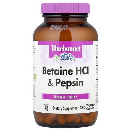 블루보넷 뉴트리션 Bluebonnet Nutrition, 베타인 HCL, 펩신 함유, 베지캡슐 180정 상세 이미지