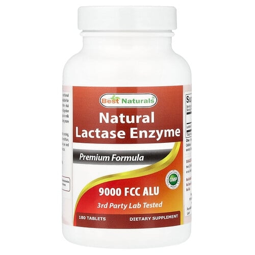 베스트 내추럴스 Best Naturals, 천연 락타아제 효소, 9,000 FCC ALU, 180정 상세 이미지