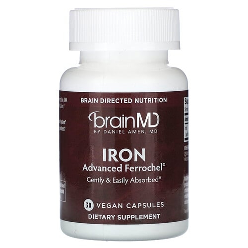 브레인MD BrainMD, 철분, 베지 캡슐 30정(캡슐 1정당 25mg) 상세 이미지