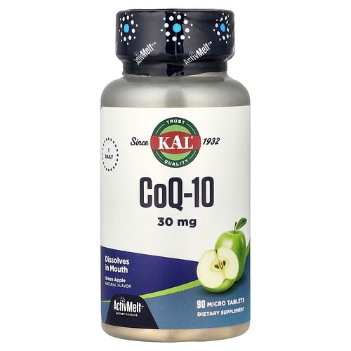 KAL, CoQ-10, 그린 애플, 30mg, 마이크로 정제 90정 상세 이미지