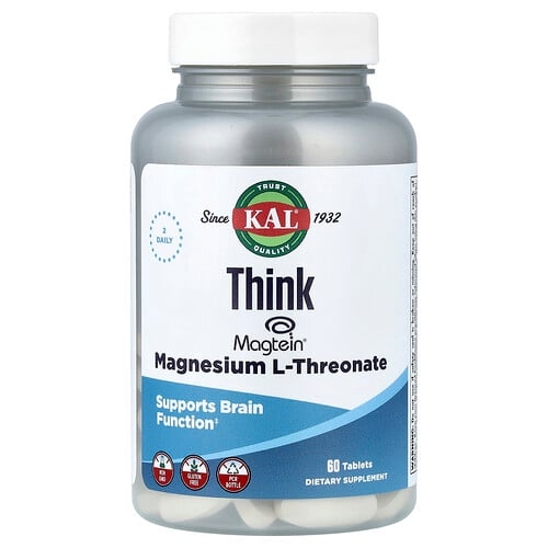 KAL, Think, 마그네슘 L-트레온산, 60정(1정당 72mg 함유) 상세 이미지
