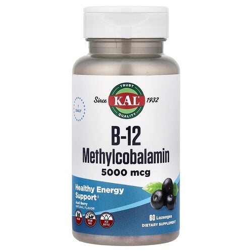 KAL, B-12 메틸코발라민, 아사이 베리 맛, 5,000mcg, 사탕 정제 60정 상세 이미지