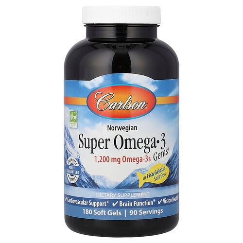 칼슨 Carlson, Norwegian Super Omega-3 Gems®, 소프트젤 180정 상세 이미지