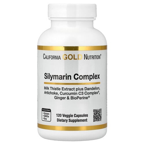 캘리포니아 골드 뉴트리션 California Gold Nutrition, 실리마린 복합체, 민들레, 아티초크, Curcumin C3 Complex, 생강 및 BioPerine 함유 밀크시슬 추출물, 베지 캡슐 120정 상세 이미지