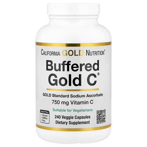 캘리포니아 골드 뉴트리션 California Gold Nutrition, Buffered Gold C®, 골드 스탠더드 아스코르브산나트륨(비타민C), 베지 캡슐 240정 상세 이미지