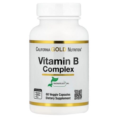 캘리포니아 골드 뉴트리션 California Gold Nutrition, 비타민B 복합체, 엽산, 비오틴, 판토텐산, 비타민B6 함유, 베지 캡슐 60정 상세 이미지