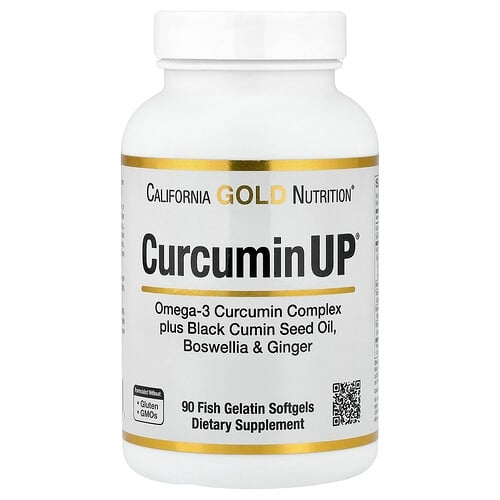 캘리포니아 골드 뉴트리션 California Gold Nutrition, CurcuminUP™ 오메가3 커큐민 복합체, 블랙 커민 씨오일, 보스웰리아, 생강 함유, 피쉬 젤라틴 소프트젤 90정 상세 이미지