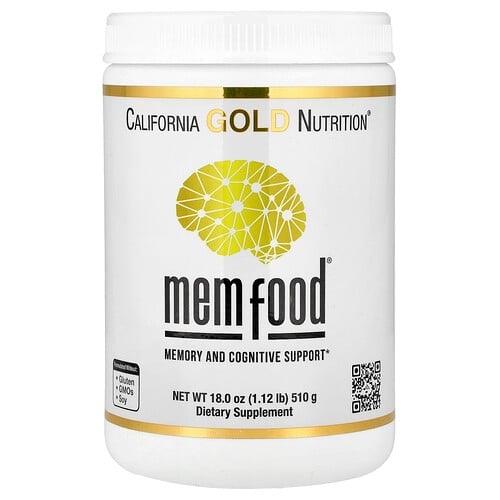 캘리포니아 골드 뉴트리션 California Gold Nutrition, MEM Food®, 기억력 및 인지력 강화, MEM 혼합물, L-세린, 유기농 노루궁뎅이버섯, 블루베리즙 분말 함유, 510g(1.12lb) 상세 이미지