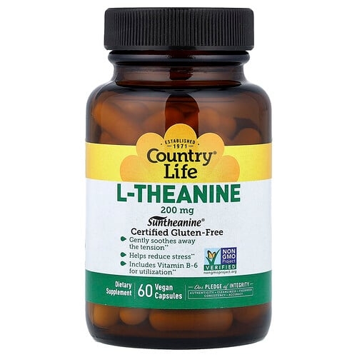 컨츄리 라이프 Country Life, L-테아닌, 200mg, 베지 캡슐 60정 상세 이미지