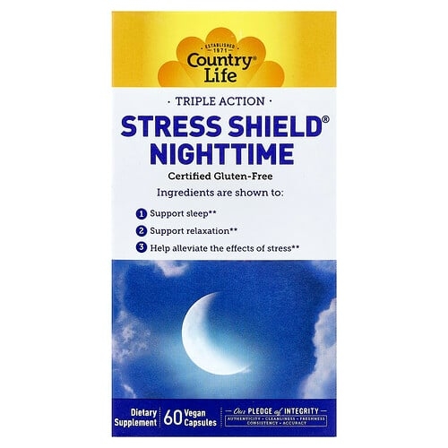 컨츄리 라이프 Country Life, Stress Shield® 나이트타임, 트리플 액션, 베지 캡슐 60정 상세 이미지