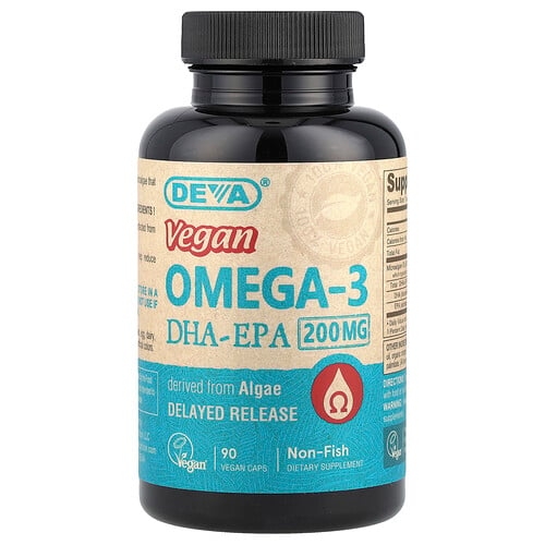 데바 Deva, 비건 오메가3 DHA-EPA, 지연 방출, 200mg, 베지 캡슐 90정 상세 이미지