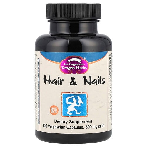 드래곤 허브 Dragon Herbs, 모발 및 손톱용 보충제, 500mg, 베지 캡슐 100정 상세 이미지