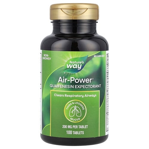 네이쳐스 웨이 Nature's Way, Air-Power®, 구아이페네신 거담제, 200mg, 100정 상세 이미지