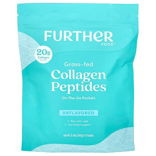 Further Food, 목초 사육 콜라겐 펩타이드, 무맛, 12팩, 각 20g(0.71oz) 상세 이미지