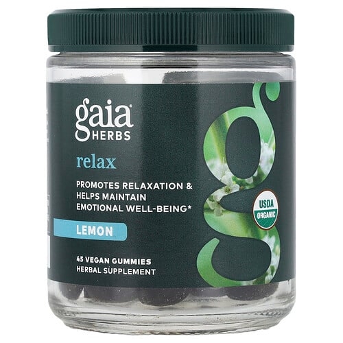 가이아 허브 Gaia Herbs, Relax 구미젤리, 레몬, 비건 구미젤리 45개 상세 이미지