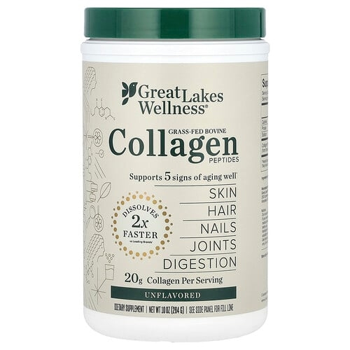 그레잇 레이크 웰니스 Great Lakes Wellness, 목초 사육 소 콜라겐 펩타이드, 무향, 284g(10oz) 상세 이미지