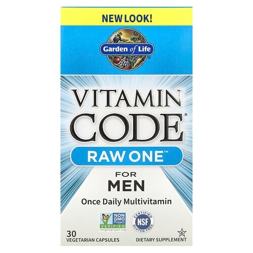 가든 오브 라이프 Garden of Life, Vitamin Code®, RAW One™, 남성용 종합비타민, 하루 1회, 베지 캡슐 30정 상세 이미지