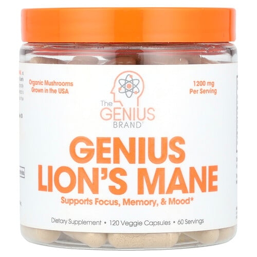 지니어스 브랜드 The Genius Brand, Genius 노루궁뎅이버섯, 베지 캡슐 120정(캡슐 1정당 600mg) 상세 이미지