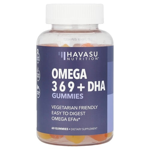 Havasu Nutrition, 오메가 및 DHA 구미젤리, 천연 레몬 및 오렌지 맛, 베지 구미젤리 60개 상세 이미지