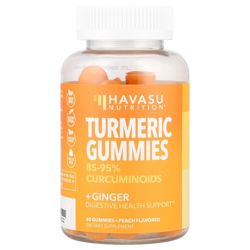 Havasu Nutrition, 강황 + 생강 구미젤리, 복숭아, 구미젤리 60개 상세 이미지