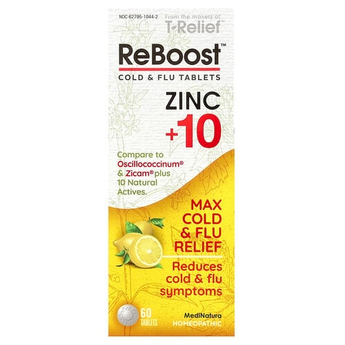 메디내추라 MediNatura, T-Relief, ReBoost, 아연 +10, 감기 & 독감 정제, 60정 상세 이미지