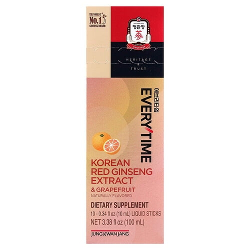 정관장 JungKwanJang, 한국산 홍삼 추출물, Everytime, 자몽, 10개입, 각 10ml(0.34fl oz) 상세 이미지