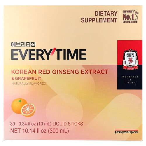 정관장 JungKwanJang, 한국산 홍삼 추출물, Everytime, 자몽, 액상 스틱 30개입, 각 10ml(0.34fl oz) 상세 이미지
