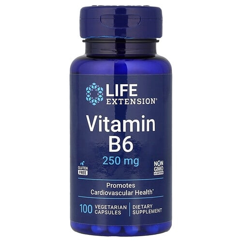 라이프 익스텐션 Life Extension, 비타민B6, 250mg, 베지 캡슐 100정 상세 이미지