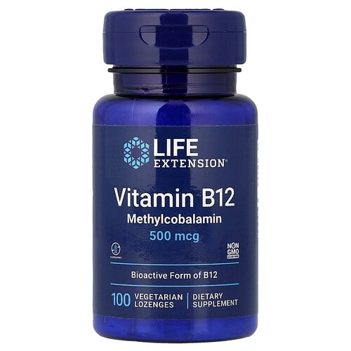 라이프 익스텐션 Life Extension, 비타민B12, 메틸코발라민, 500mcg, 식물성 사탕 정제 100정 상세 이미지
