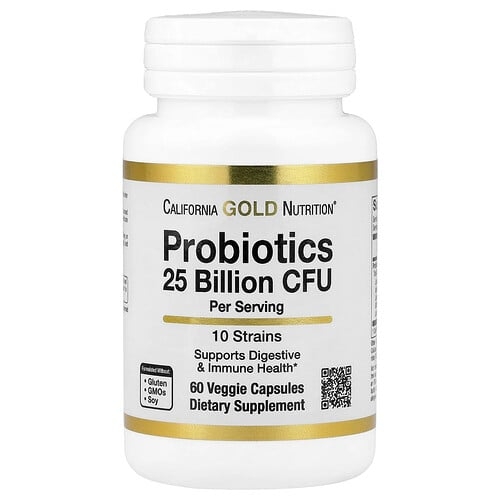 캘리포니아 골드 뉴트리션 California Gold Nutrition, 프로바이오틱, 락토바실러스 애시도필러스, 비피도박테리움 락티스, 락토바실러스 플란타럼, 락토바실러스 카제이 함유, 10종 균주 혼합물, 250억CFU, 베지 캡슐 60정 상세 이미지