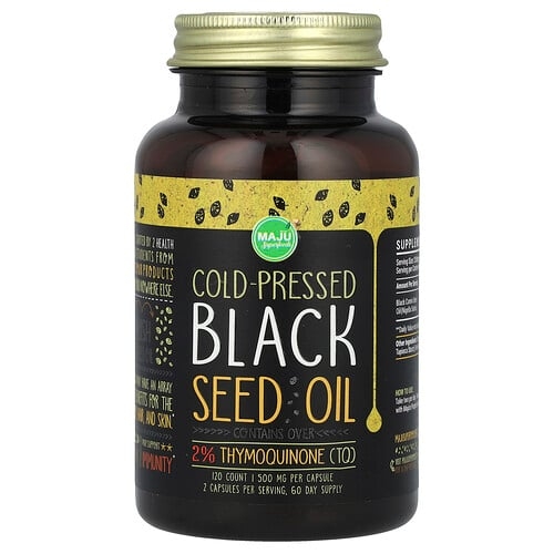 마주 슈퍼푸드 Maju Superfoods, 냉압착 블랙씨드 오일, 500mg, 120개 상세 이미지