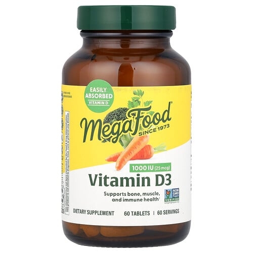 메가푸드 MegaFood, 비타민D3, 25mcg(1,000IU), 60정 상세 이미지