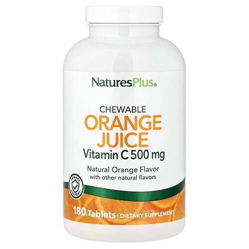 네이쳐스 플러스 NaturesPlus, 츄어블 오렌지 주스, 비타민 C, 천연 오렌지, 180정 상세 이미지