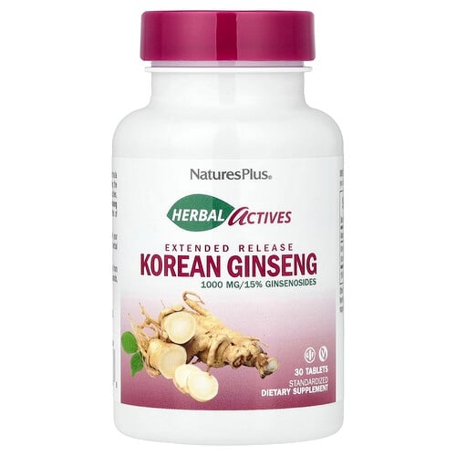 네이쳐스 플러스 NaturesPlus, 허브 액티브, 한국 인삼, 서방형, 1,000mg, 30정 상세 이미지