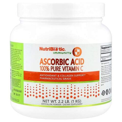 뉴트리바이오틱 NutriBiotic, 면역력, 아스코르브산, 100% 순수 비타민C, 결정질 분말, 1kg(2.2lb) 상세 이미지