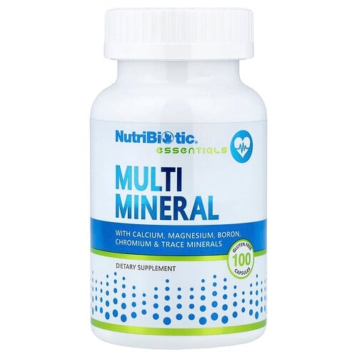 뉴트리바이오틱 NutriBiotic, 에센셜, 멀티 미네랄, 글루텐 무함유 캡슐 100정 상세 이미지