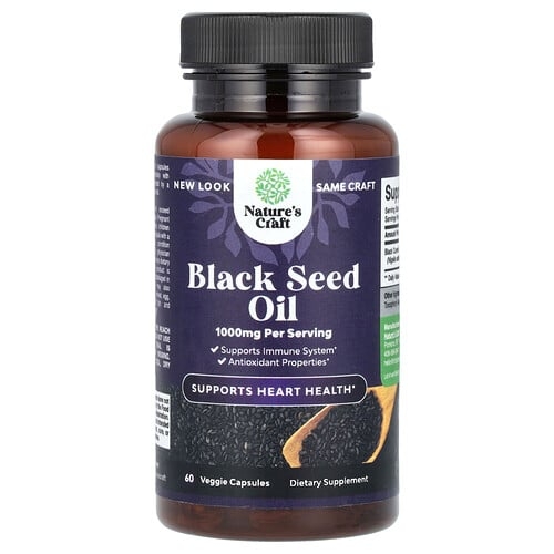 네이처스 크래프트 Nature's Craft, 블랙 시드 오일, 베지 캡슐 60정(캡슐 1정당 500mg) 상세 이미지