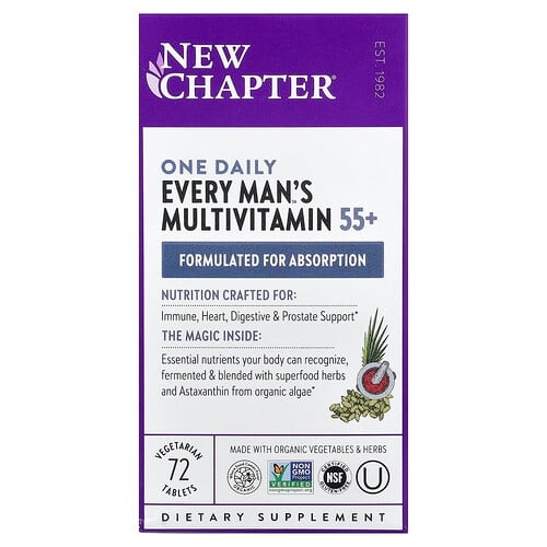 뉴챕터 New Chapter, Every Man 원 데일리 55+ 종합비타민, 식물성 정제 72정 상세 이미지