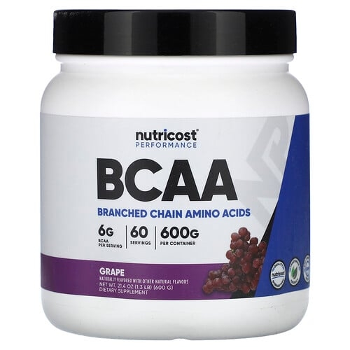 뉴트리코스트 Nutricost, 운동 능력, BCAA, 포도 맛, 600g(1.3lb) 상세 이미지